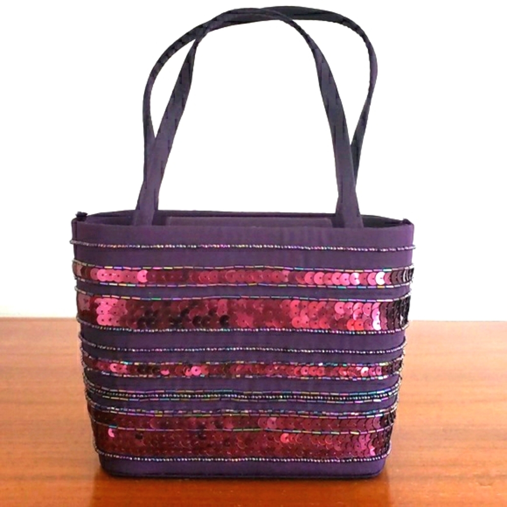 Plum Colored Evening Bag Sequins